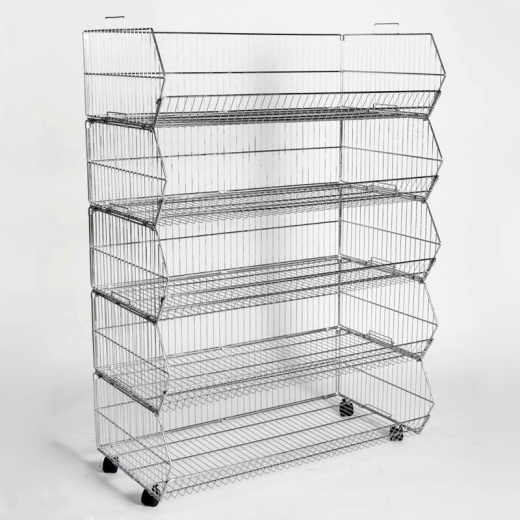 Retail Stacking Baskets With Wheels (1000MM Wide X5)
