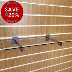 Save On Slatwall Glass Shelves (1050mm Wide)