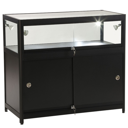 Picture of Black Aluminium & Glass Display Storage Counter