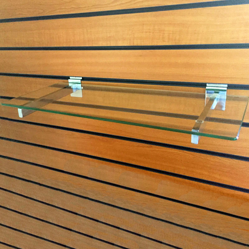 Slatwall 200 x 600mm Toughened Glass Shelf 6mm Wall Display Retail Home Shelving 