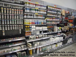 Store Shelving Peg Walls and fixtures at The Arts, London, Centreal St. Martins Student Shop