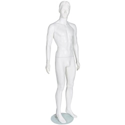 Male Abstract Mannequin Matt White & Moulded Hair