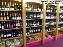 Wooden Shelving for Wine and Spirits in Margaret Kays at Coopers, Bishop Stortford