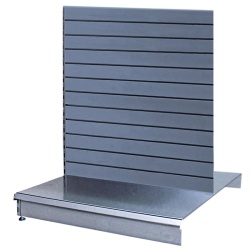 Silver Double Sided Metal Slatwall Gondola Bay & 665 x 470mm Base Shelves