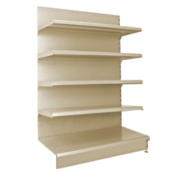 Cream Retail Wall Shelving - 665mm Wide With 4 Mixed Shelves