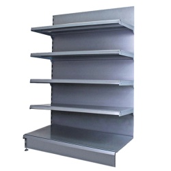 Silver Retail Wall Shelving - 1000mm Wide With 4 Mixed Shelves