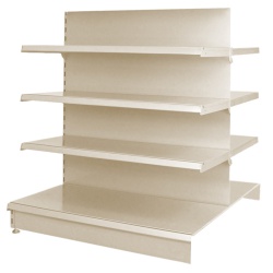 Cream Double Sided Gondola Shelving - 1000mm Wide & 8 Mixed Shelves