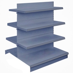 Silver Double Sided Gondola Shelving - 1250mm Wide & 8 Mixed Shelves
