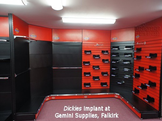 Slatwall and Slatwall fittings at Dickies Implant at Gemini Supplies, Falklrk