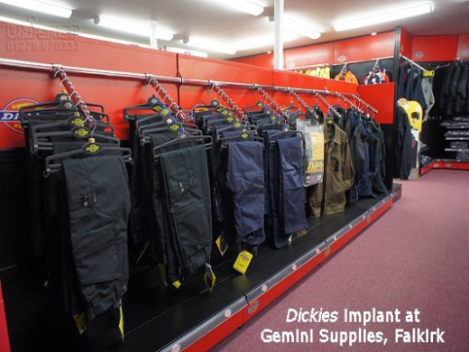 Garment Rails for Dickies Implant at Gemini Supplies, Falklrk