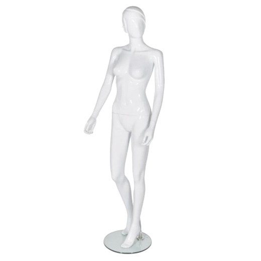 Lady Egg Head Mannequin Moulded Hair Gloss White