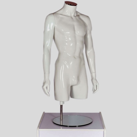 Male Torso Headless Mannequin Gloss White