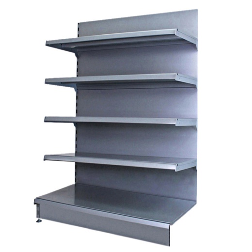 Silver Retail Wall Shelving - 665mm Wide With 4 Mixed Shelves