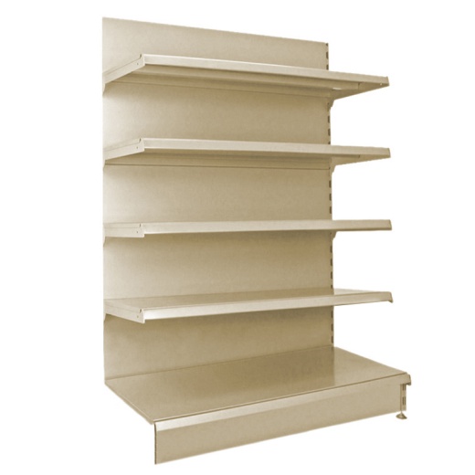 Cream Retail Wall Shelving - 1250mm Wide With 4 Mixed Shelves