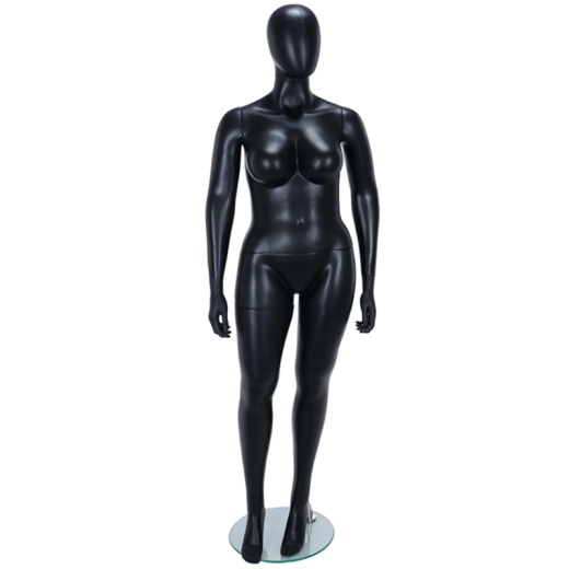 Plus Size Female Egg Head Mannequin Matt Black