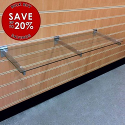 Save On Slatwall Glass Shelves (1200mm Wide)
