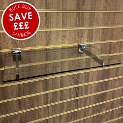 Save On Slatwall Glass Shelves (600mm Wide)