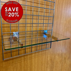 Save On Gridwall Glass Shelves (600mm Wide)