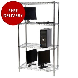 Free Delivery - 0.81M Wide Chrome Shelving