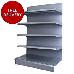 Silver Retail Wall Shelving - 665mm Wide With 4 Mixed Shelves