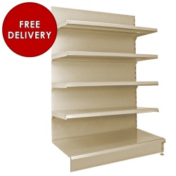 Cream Retail Wall Shelving - 665mm Wide With 4 Mixed Shelves