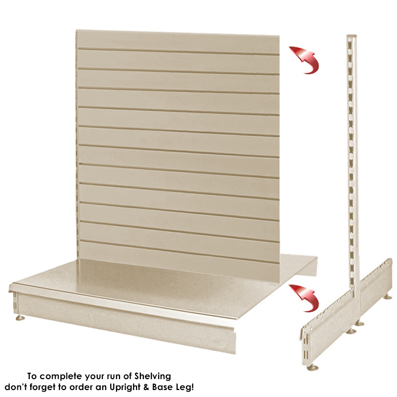 Cream Double Sided Metal Slatwall Gondola Bay And 1250 X 370mm Base