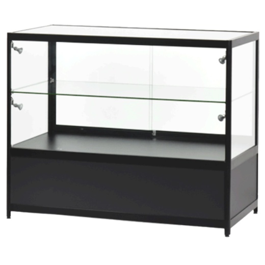 Image of Black Aluminium & Glass Shop Storage Counter