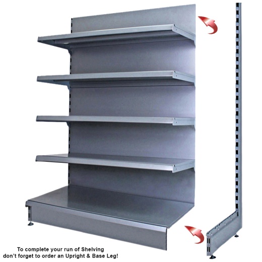Picture of Silver Retail Wall Shelving - 665mm Wide With 4 Mixed Shelves
