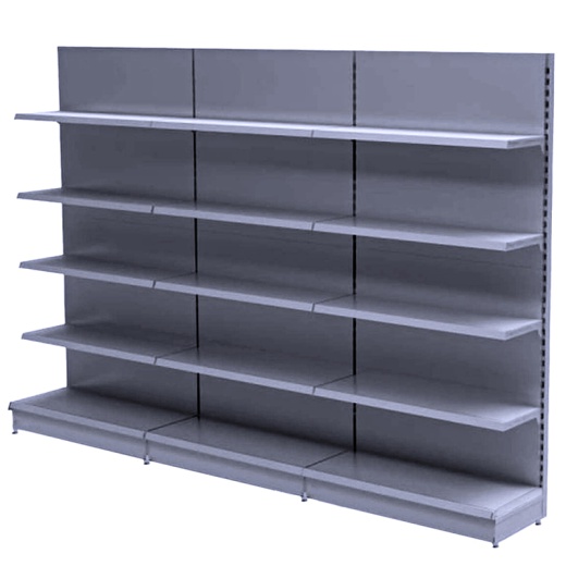 Uni-Shop (Fitting) Ltd - Silver Retail Wall Shelving - 665mm Wide With 4 Mixed Shelves