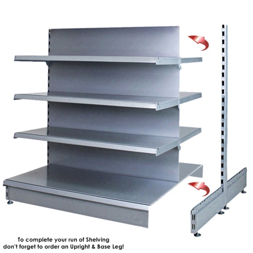 Picture of Silver Retail Gondola Shelving With 665mm x 370mm Base Shelves