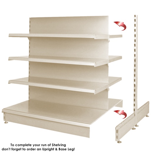 Picture of Cream Retail Gondola Shelving With 1000mm x 370mm Base Shelves