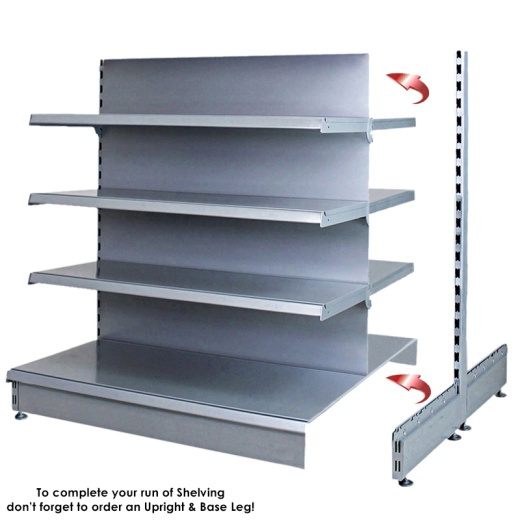 Picture of Silver Retail Gondola Shelving With 1250mm x 470mm Base Shelves