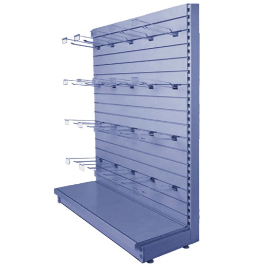 Uni-Shop (Fitting) Ltd - Silver Metal Slatwall Shelving Bay & 665mm x 470mm Base Shelf