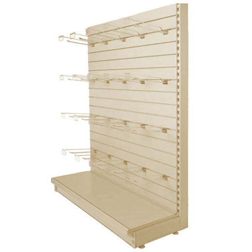 Uni-Shop (Fitting) Ltd - Cream Metal Slatwall Shelving Bay & 665mm x 570mm Base Shelf