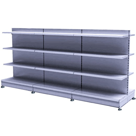 Uni-Shop (Fitting) Ltd - Silver Double Sided Gondola Shelving - 665mm Wide & 8 Mixed Shelves