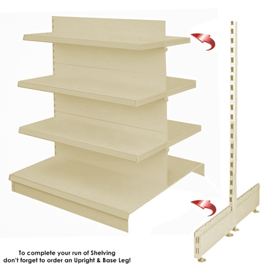 Picture of Cream Double Sided Gondola Shelving - 665mm Wide & 8 Mixed Shelves