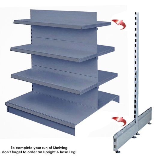 Picture of Silver Double Sided Gondola Shelving - 1000mm Wide & 8 Mixed Shelves