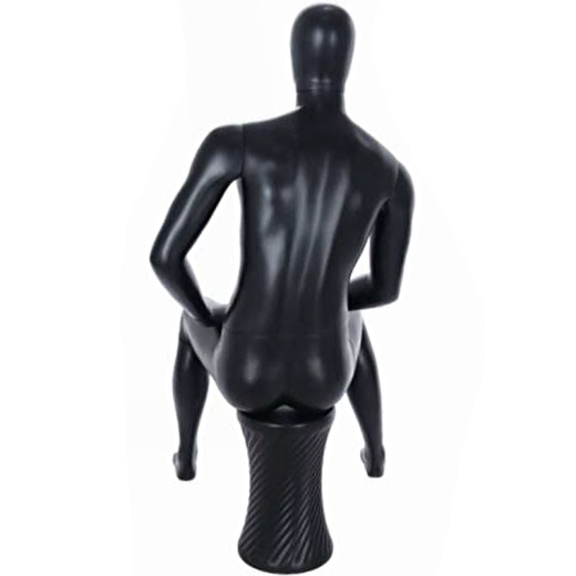 Image of Sitting Male Egg Head Mannequin Matt Black