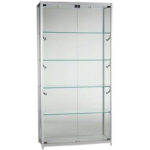 Photo of an empty large aluminium glass shop display cabinet