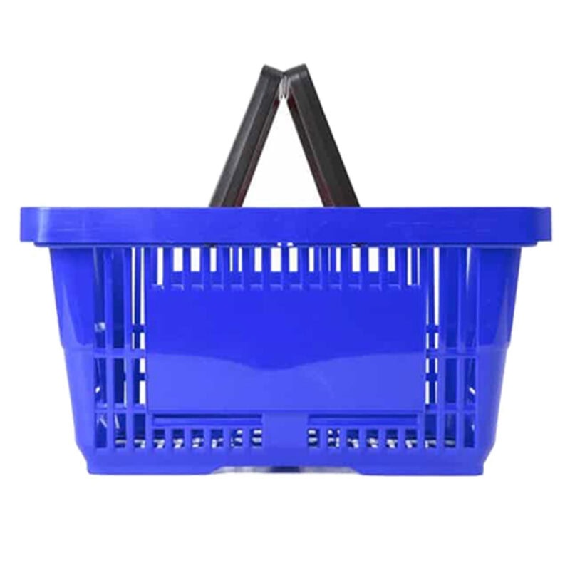 Blue Plastic shopping baskets in 21 and 28 litre sizes