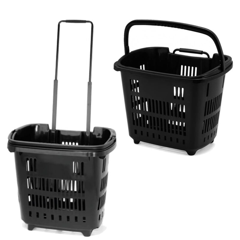 Black Shopping Trolley Baskets 34L