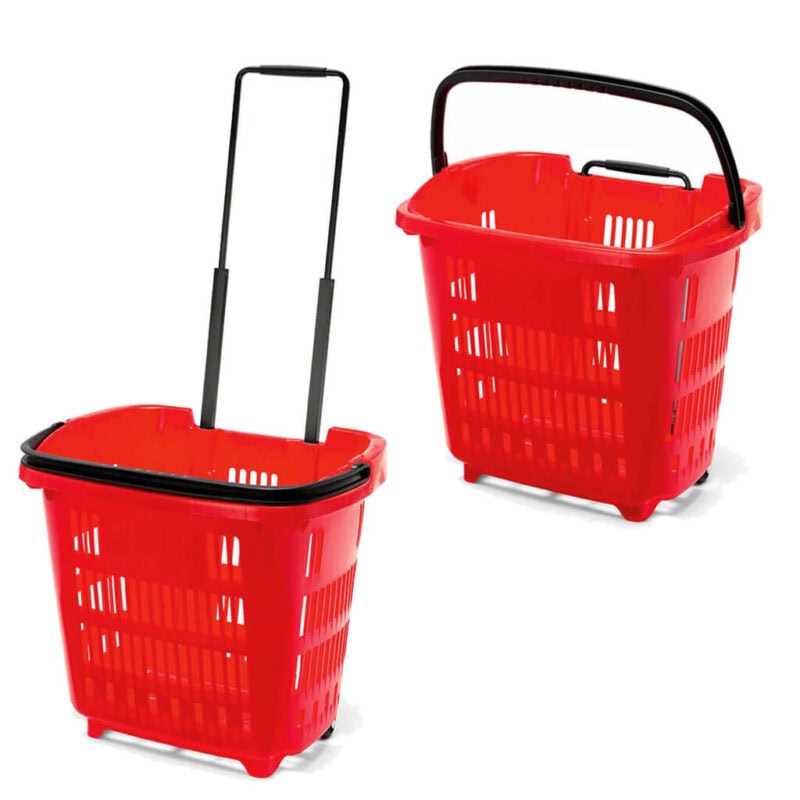 Red Shopping Trolley Baskets 34L