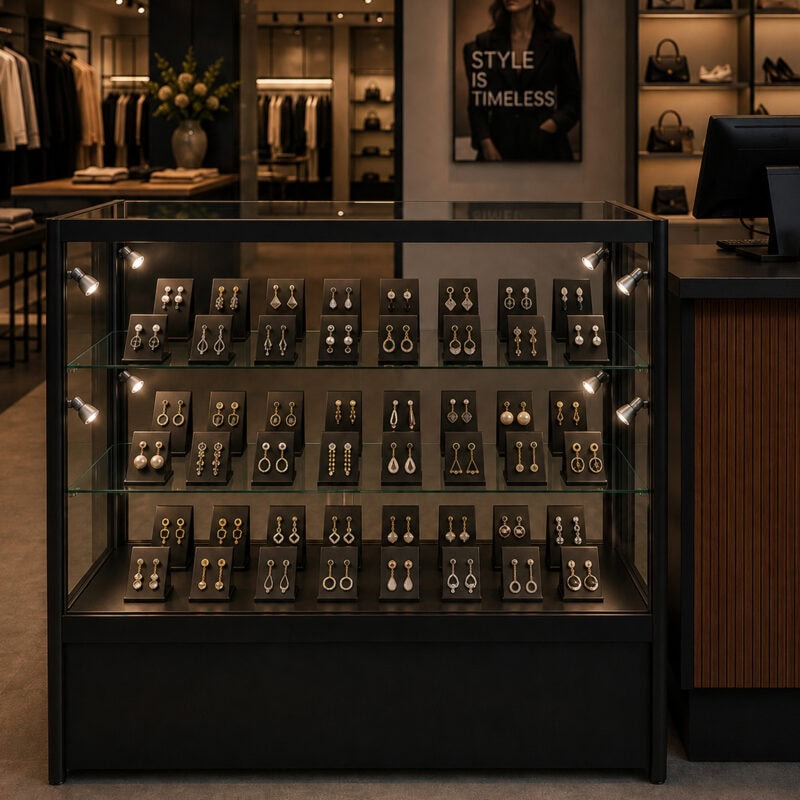Black Aluminium & Glass Shop Storage Counter
