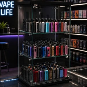 Black aluminium frame glass countertop showcase