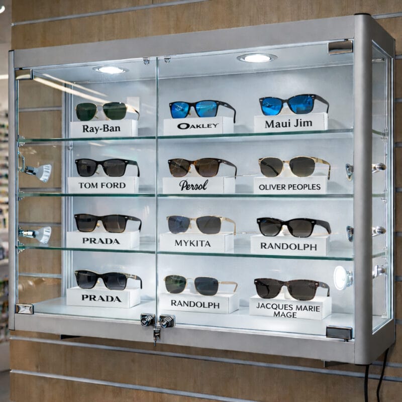 Aluminium & Glass Wall Mounted Shop Cabinet