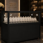 Black Aluminium & Glass Display Storage Counter