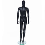 Female Egg Head Mannequin Matt Black Rear