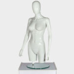 Female Torso Egg Head Mannequin Matt White With Arms