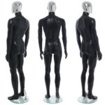 Male Chrome Egg Head Mannequin Matt Black Rear