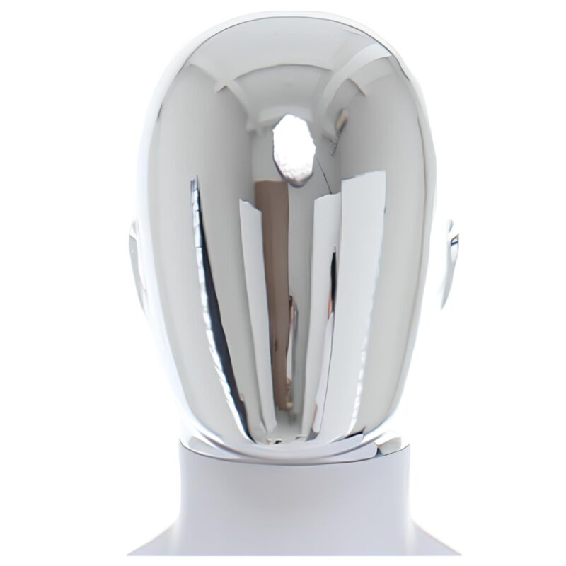 Male Chrome Egg Head Mannequin Matt White Rear